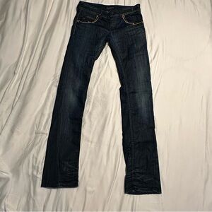 Vintage Miss Sixty Y2K Women's Blue Low Rise Jeans With Chains Detailed Size 26